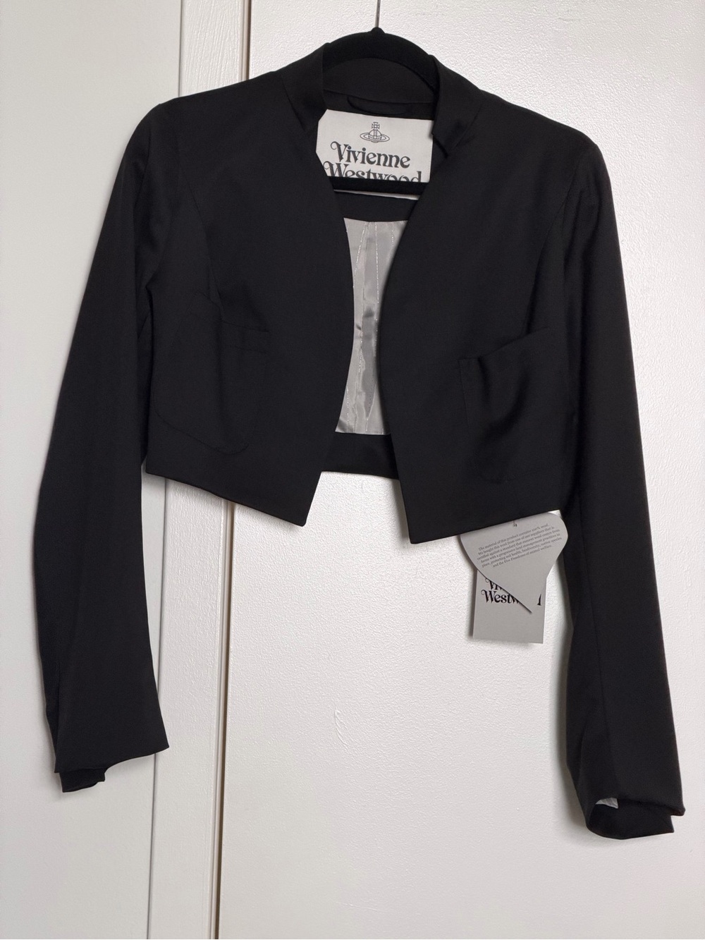 $1621 VIVIENNE WESTWOOD BLACK VIRGIN WOOL BOLERO CROPPED BLAZER JACKET SIZE 38 - Picture 5 of 9
